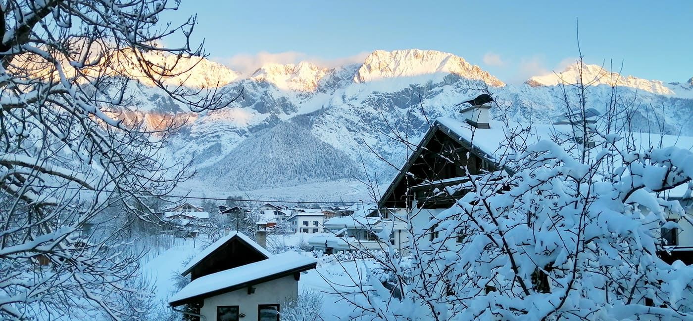 Aussicht Haus Grünbergblick im Winter in Mieming